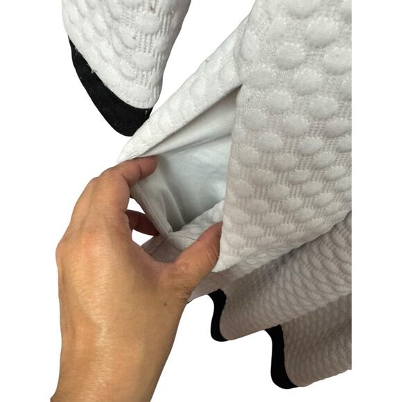 Eliza J White Fit & Flare Textured Knit Dress 8 Elegant Boat Neck 3/4 Sl A-Line - Picture 8 of 8